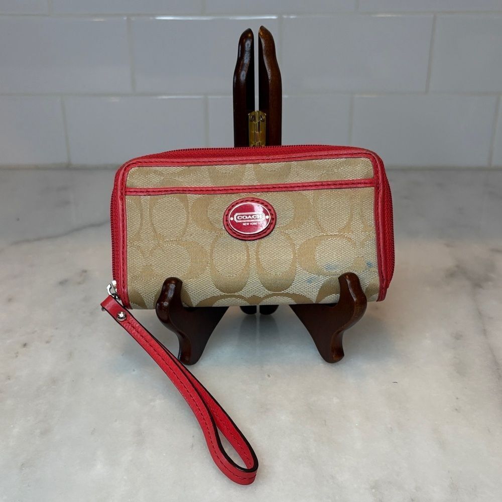 Coach Wristlet Y2K Wallet Jacquard Signature Logo Neon Leather Wristlet Wallet